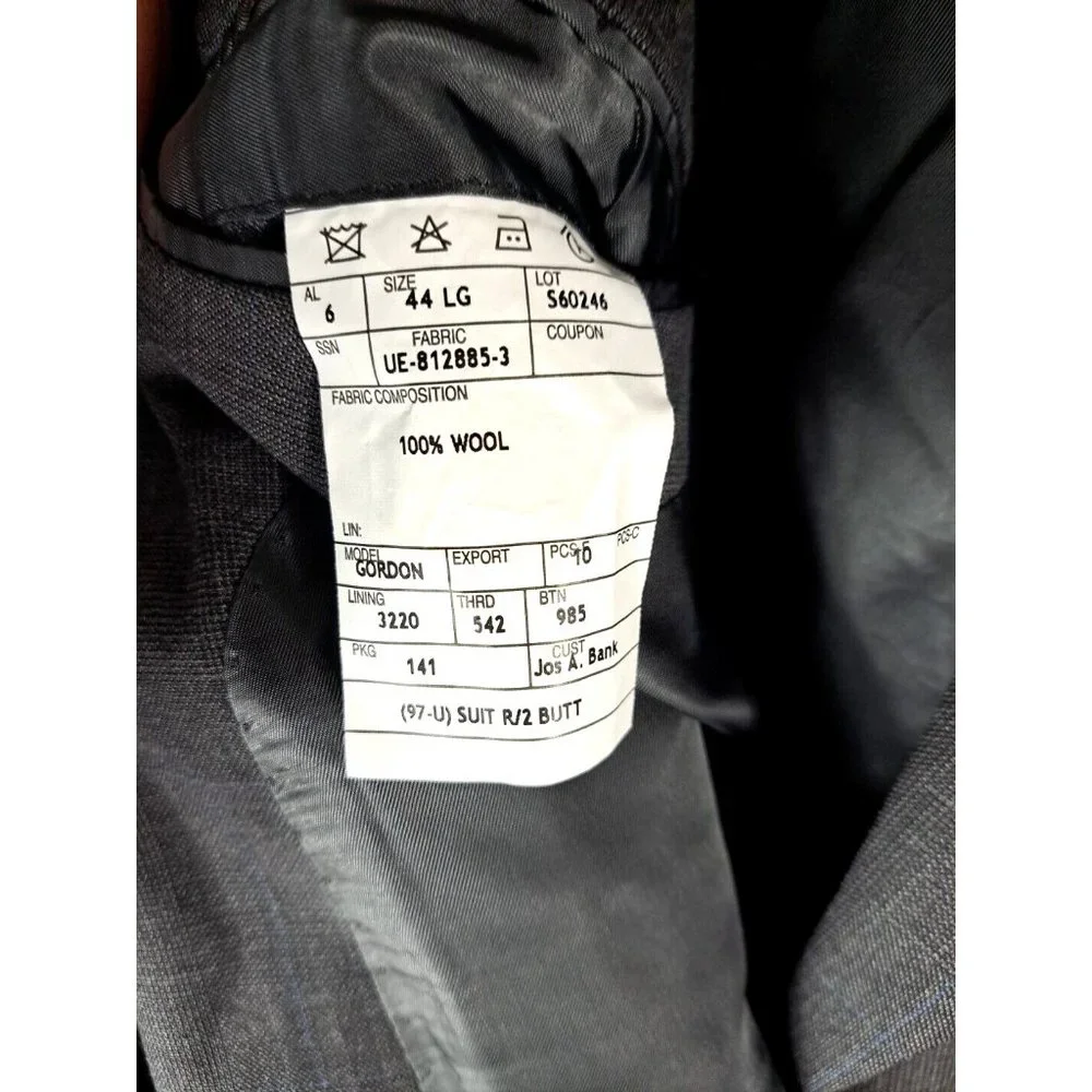 Mens Jos A Bank Signature Blazer Sports Coat Wool Blue Gray Plaid Career 44L